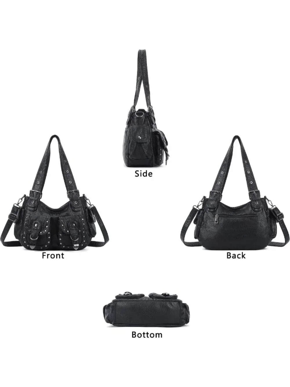 Stylish Multi-Pocket Hobo Bag for Women | Studded Shoulder Tote | Y2K Fashion